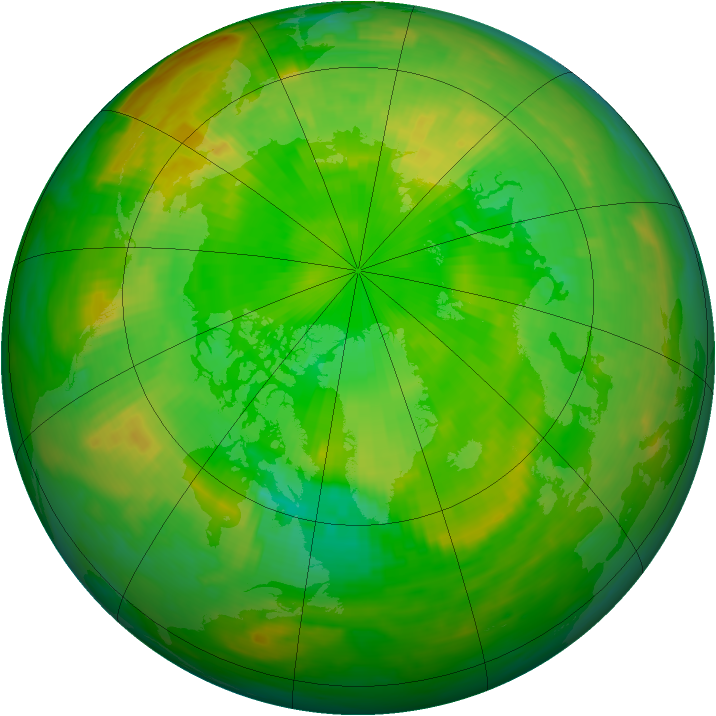 Arctic ozone map for 25 June 1989
